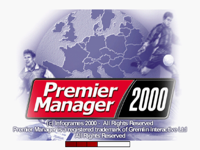 Premier Manager 2000 title screen for Playstation